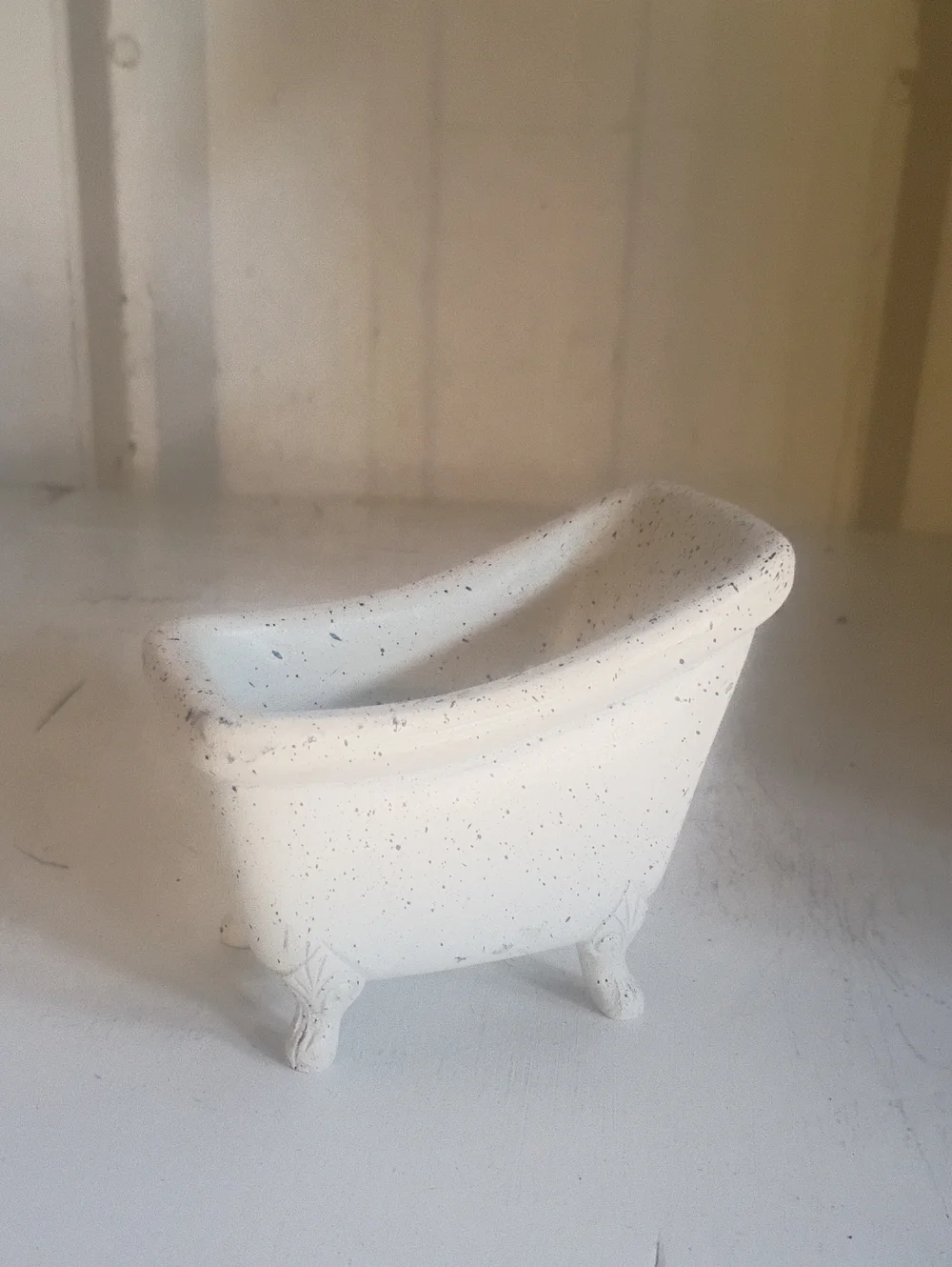 White Speckled Decorative Clawfoot Mini Bathtub - Home Bath